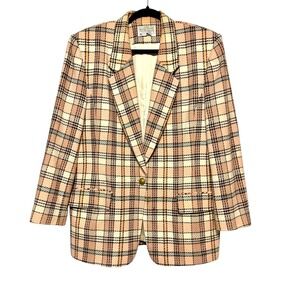 Vintage Pendleton Old Money Wool Plaid Blazer Women Size 14 Quiet Luxury Prep
